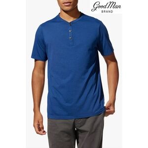 GOOD MAN BRAND NWT SLUBBED COTTON S/S BLUE HENLEY T-SHIRT. SIZE M